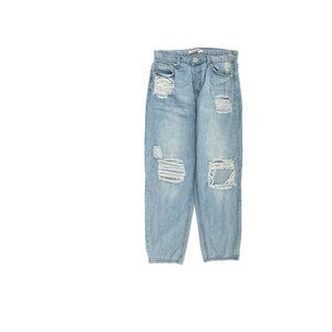 Blue Savvy Distressed Straight Button Fly Women's size 11 Medium Blue Denim Jean